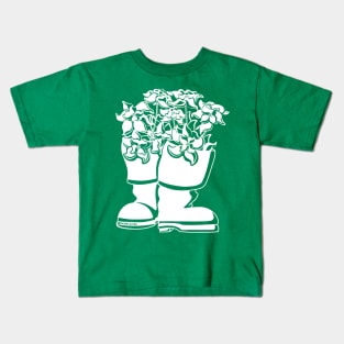 Bunch Berry White Lineart Rain Boots Kids T-Shirt